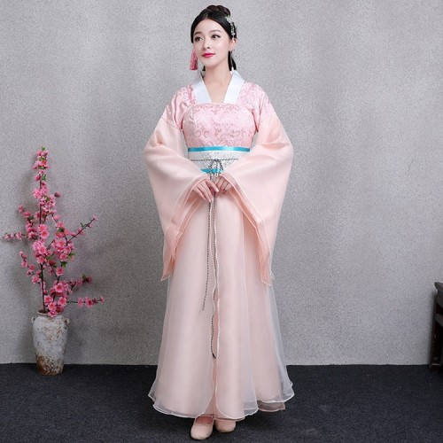 Chinese folk dance costumes for women female girls pink ancient traditional fairy ancient drama princess cosplay dresses
